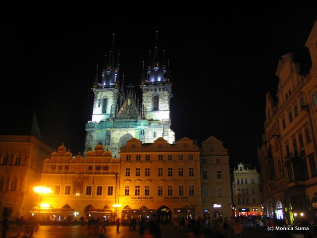 Wenceslas Square in Prague at night