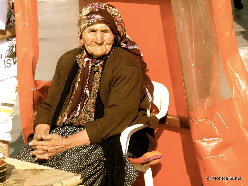 Turkish woman selling seeds